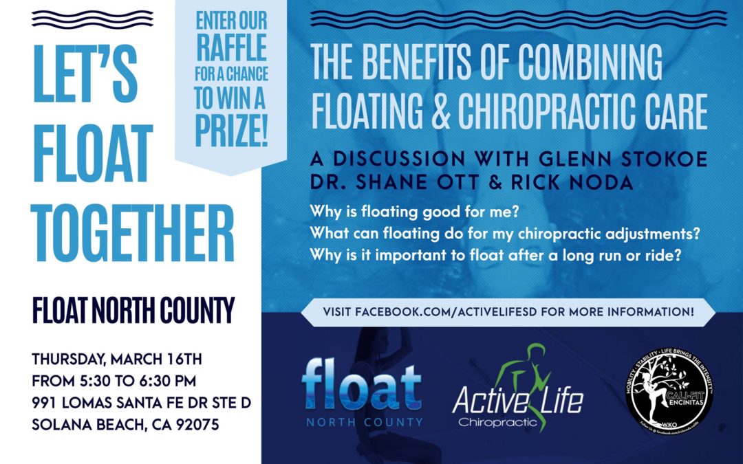 FLOAT EVENT:  Let’s Float Together on March 16th – How floating impacts chiropractic and athletic performance!